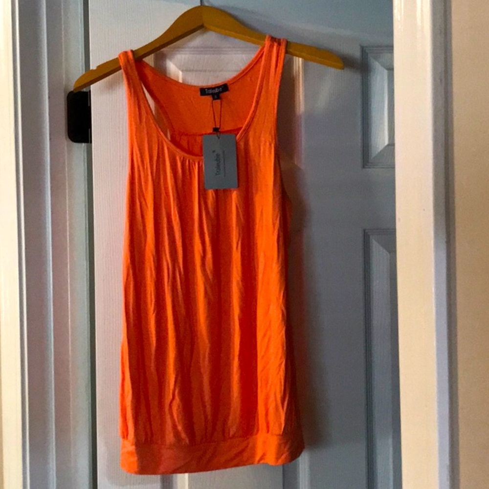 Small orange tank top with cinched waist